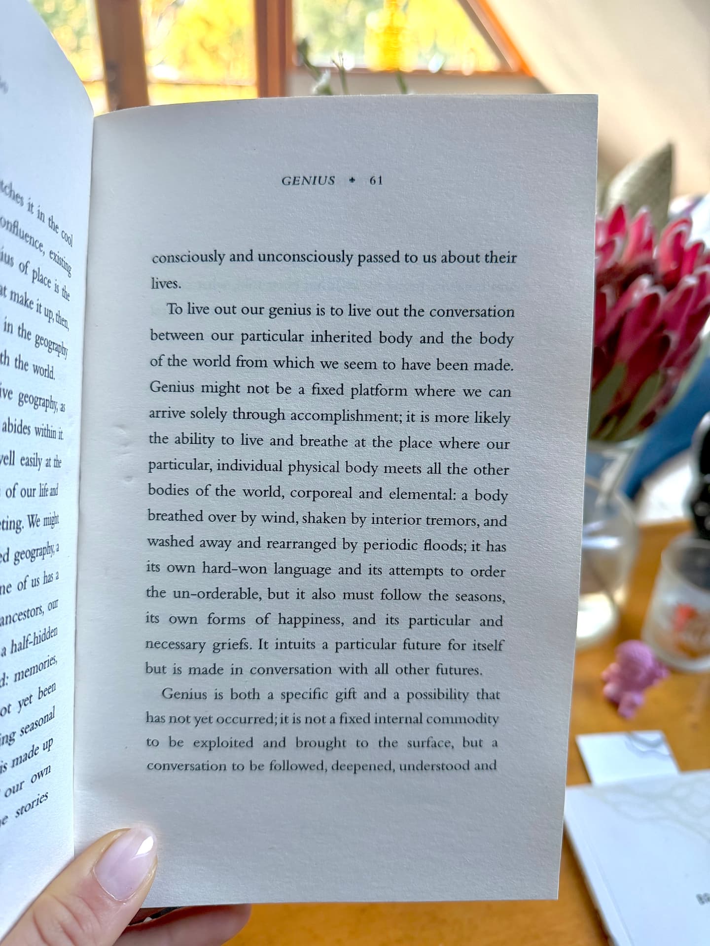 An open page from Consolations by David Whyte, headed Genius